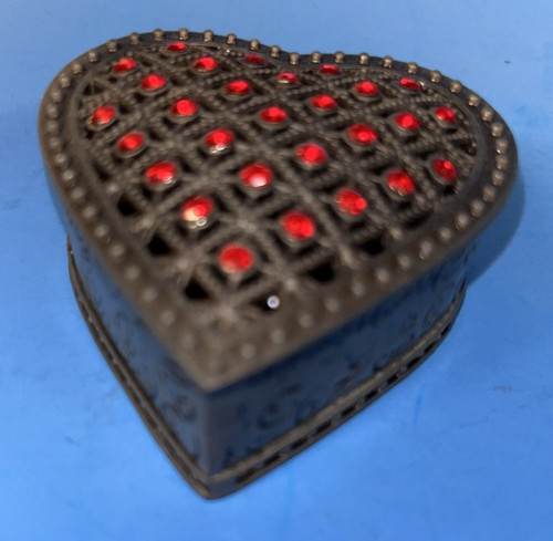Red stone pewter heart - heart, shaped